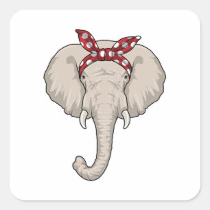 Sticker Carré Eléphant avec Bandana