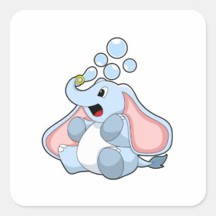 Sticker Carré Eléphant avec bulles d'eau
