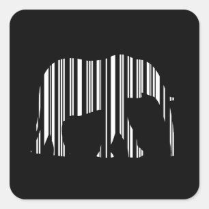 Sticker Carré ELEPHANT BARCODE Animal Bar Code Motif Design