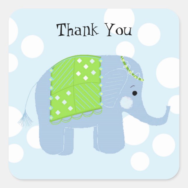 Sticker Carré Éléphant Bébé Merci (Devant)