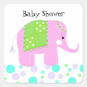 Sticker Carré Éléphant Bébé Merci