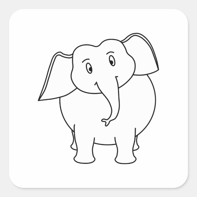 Sticker Carré Eléphant blanc. (Devant)
