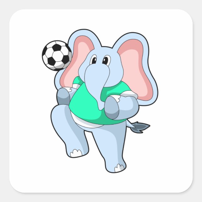 Sticker Carré Elephant comme joueur de football avec Soccer.PNG (Devant)