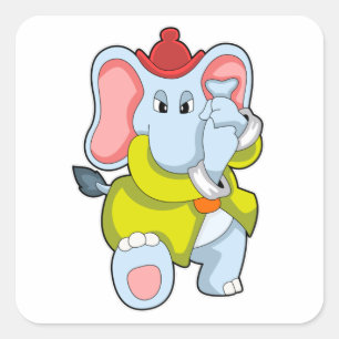 Sticker Carré Elephant comme pompier avec Proboscis