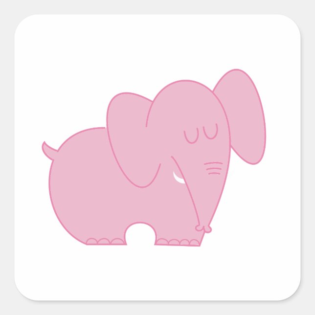 Sticker Carré Eléphant doux (rose) (Devant)