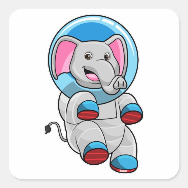 Sticker Carré Elephant en astronaute dans la sphère de verre (Devant)