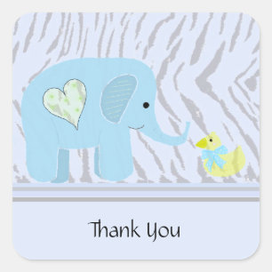 Sticker Carré Éléphant et Canard Merci