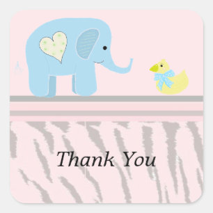 Sticker Carré Éléphant et Canard Merci