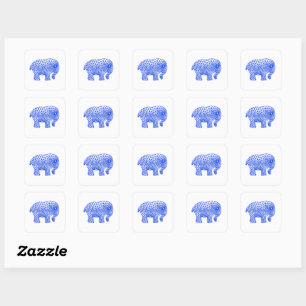 Sticker Carré Éléphant fini