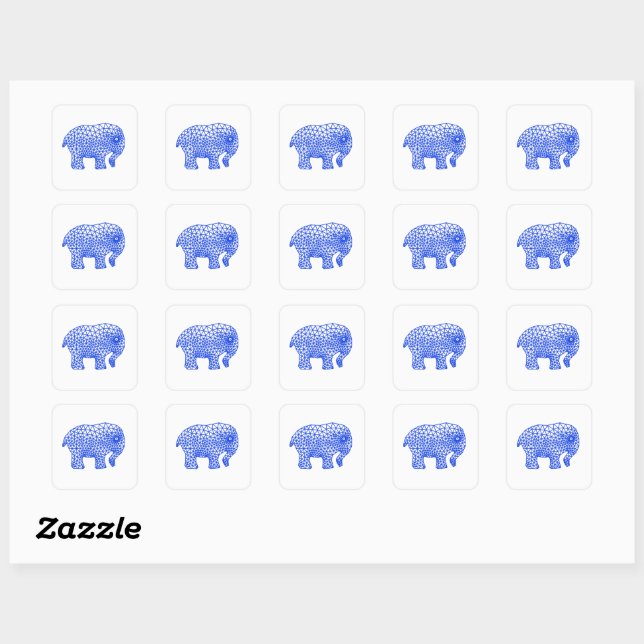 Sticker Carré Éléphant fini (Feuille)