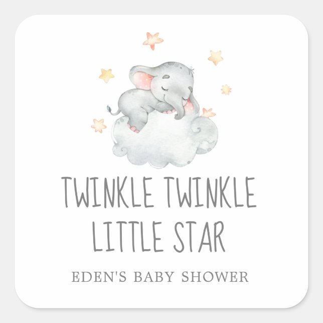 Sticker Carré Elephant Girl Twinkle Twinkle Little Star Favorise (Devant)