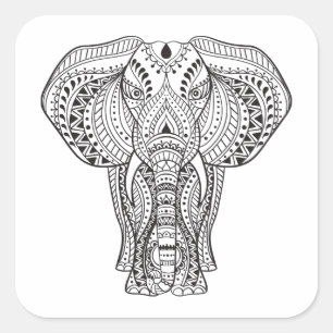Sticker Carré Eléphant Indien
