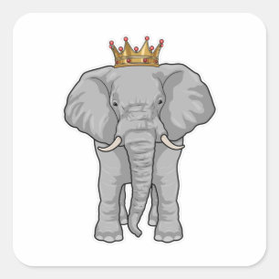 Sticker Carré Elephant King Crown