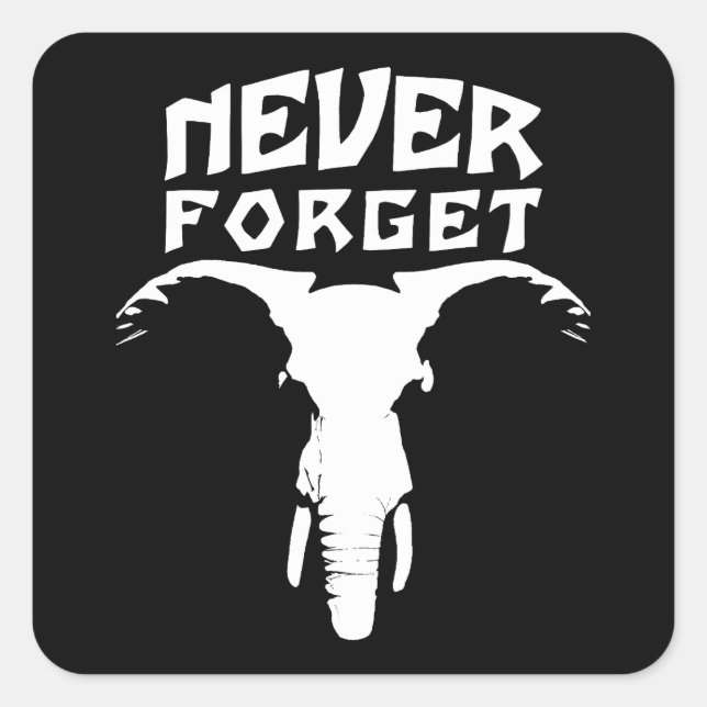 Sticker Carré Eléphant n'oublie jamais (Devant)