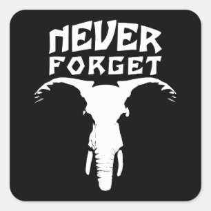 Sticker Carré Eléphant n'oublie jamais