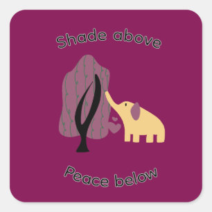 Sticker Carré Éléphant Paisible Sous un Arbre