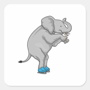 Sticker Carré Elephant Patinage sur glace Patins sur glace