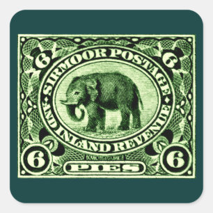 Sticker Carré Éléphant princier indien de 1895 états