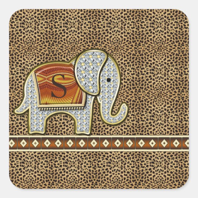 Sticker Carré Elephant Walk Monogram Cheetah ID390 (Devant)