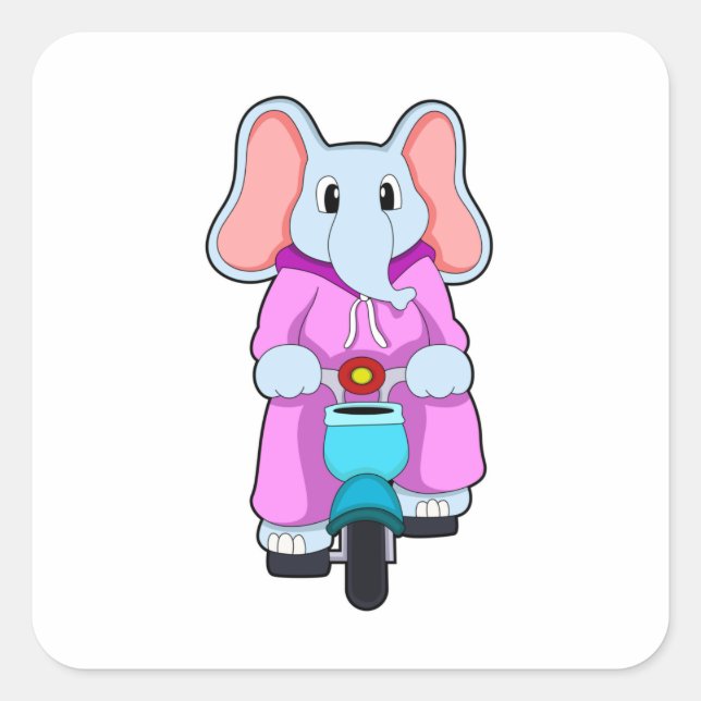 Sticker Carré Elephant with Bicycle (Devant)