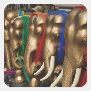 Sticker Carré Éléphants dorés