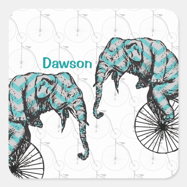 Sticker Carré Elephants Plus Vélos Égale YIKES! (Devant)