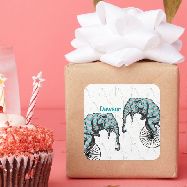 Sticker Carré Elephants Plus Vélos Égale YIKES! (Fête)