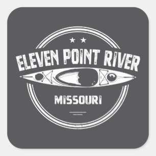 Sticker Carré Eleven Point River Missouri Kayak