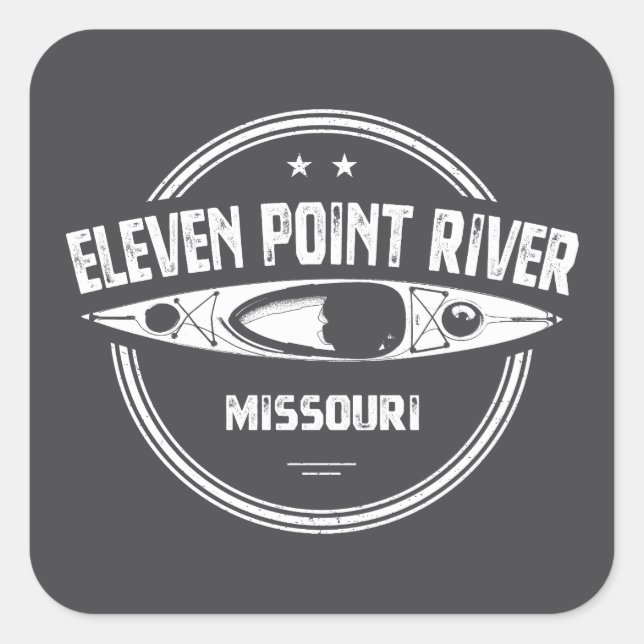 Sticker Carré Eleven Point River Missouri Kayak (Devant)