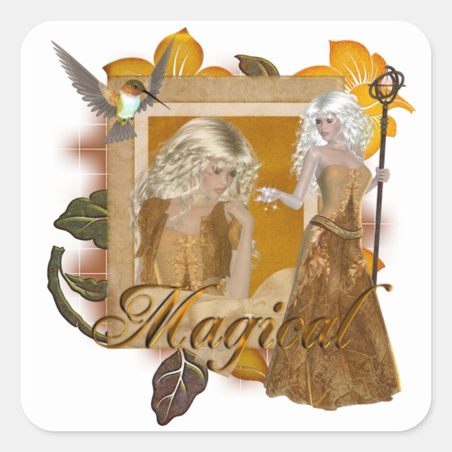 Sticker Carré Elf Designs :: Magique par MarloDee Designs (Devant)
