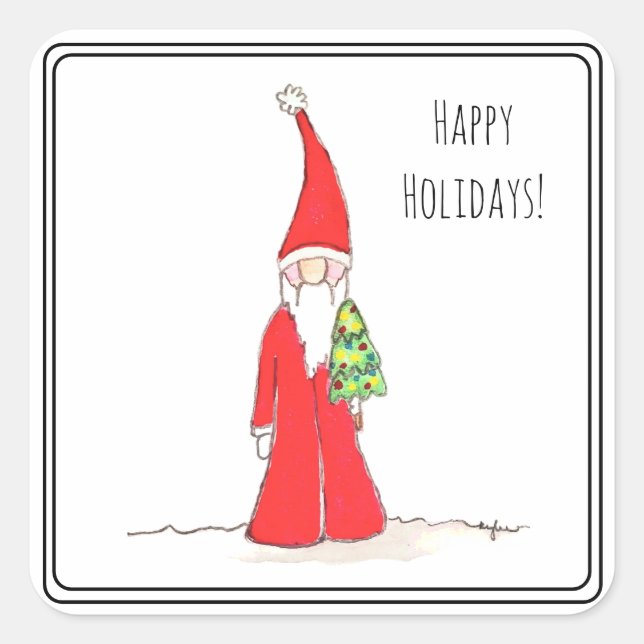 Sticker Carré Elf with Tree (Devant)