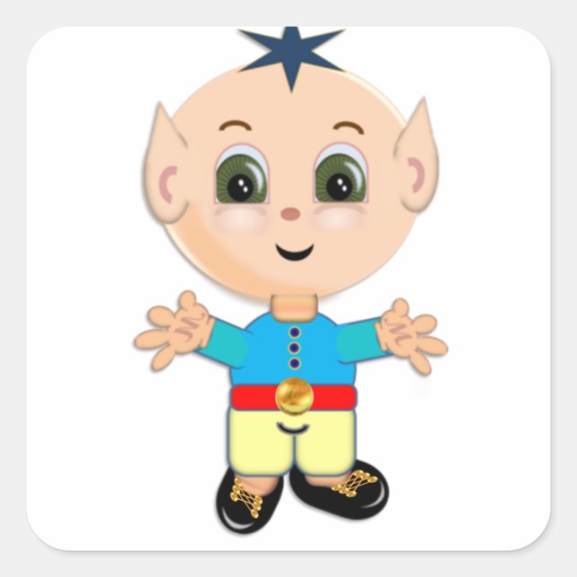 Sticker Carré Elfe magique mignon (Devant)