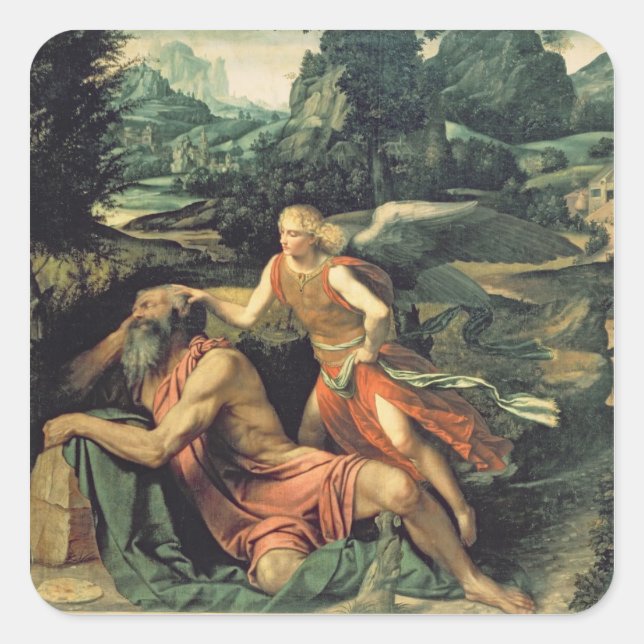 Sticker Carré Elijah Visited by à Angel, c.1534 (Devant)