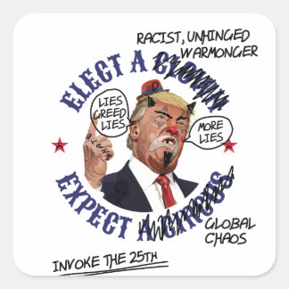 Sticker Carré Élisez un Clown, Attendez-vous à un Cirque: Anti-T