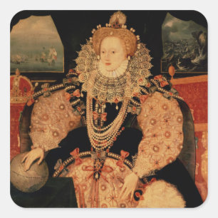 Sticker Carré Elizabeth I, portrait d'Armada, c.1588