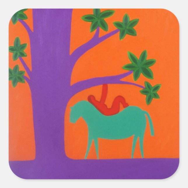 Sticker Carré Elle a été amenée par le cheval 2003 (Devant)