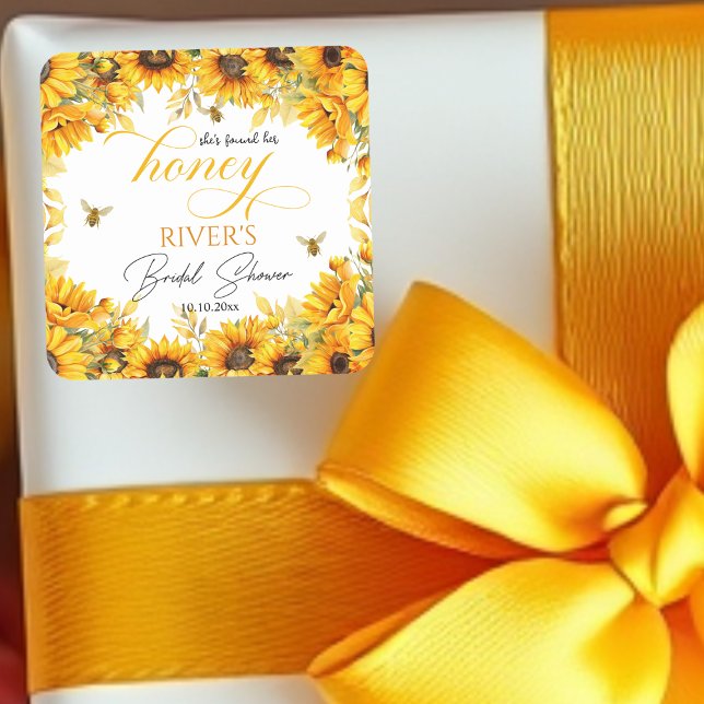 Sticker Carré Elle a trouvé sa douche de mariage Honey   (Créateur téléchargé)