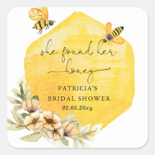 Sticker Carré Elle a Trouvé Sa Ruche Florale Abeille Réception d