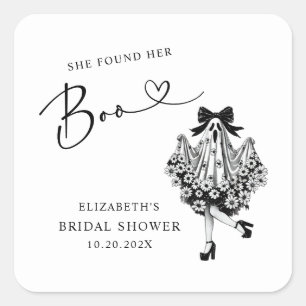 Sticker Carré Elle a Trouvé Son Boo Fantôme Floral Lancement de