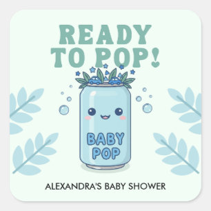 Sticker Carré Elle est prête à éclater Baby Shower Garçon Boho K
