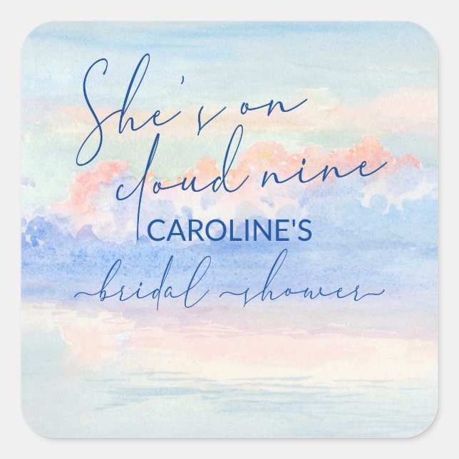 Sticker Carré Elle est sur un nuage Fête de mariage aux aquarell (Devant)