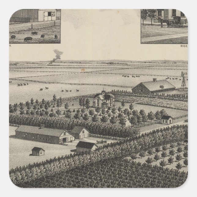 Sticker Carré Elliott Residence and Farm, Rice County, Kansas (Devant)