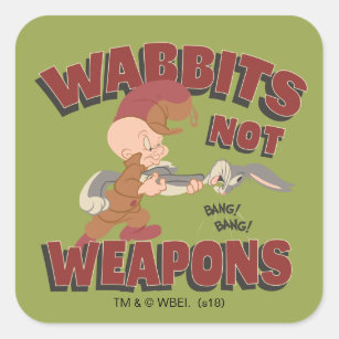 Sticker Carré ELMER FUDD™ & BUGS BUNNY™ "Wabbits Not Arms"