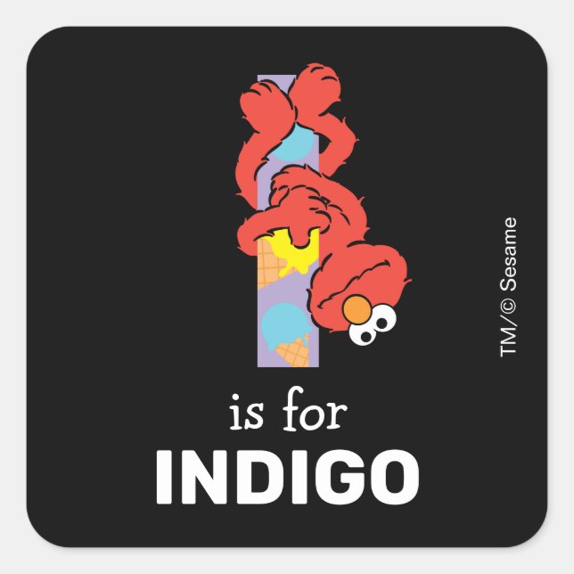 Sticker Carré Elmo Alphabet | I Crème glacée (Devant)