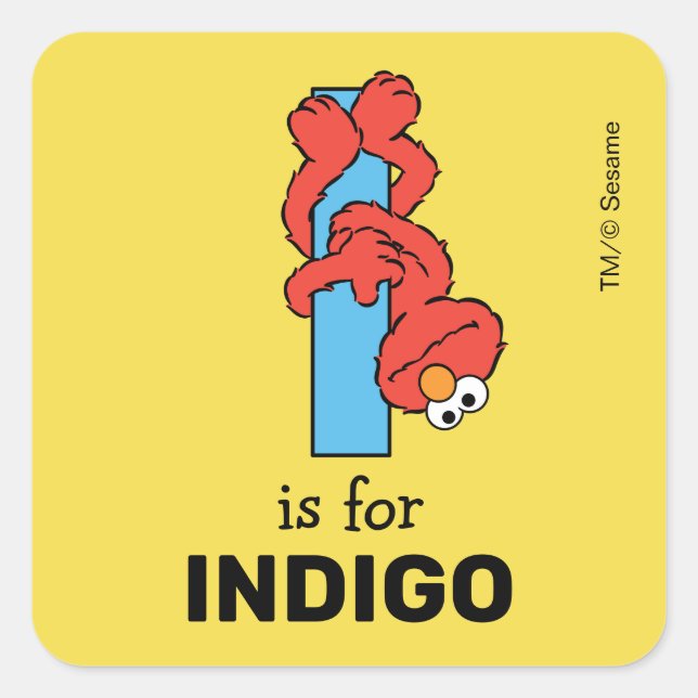 Sticker Carré Elmo Alphabet | Je suis bleu (Devant)