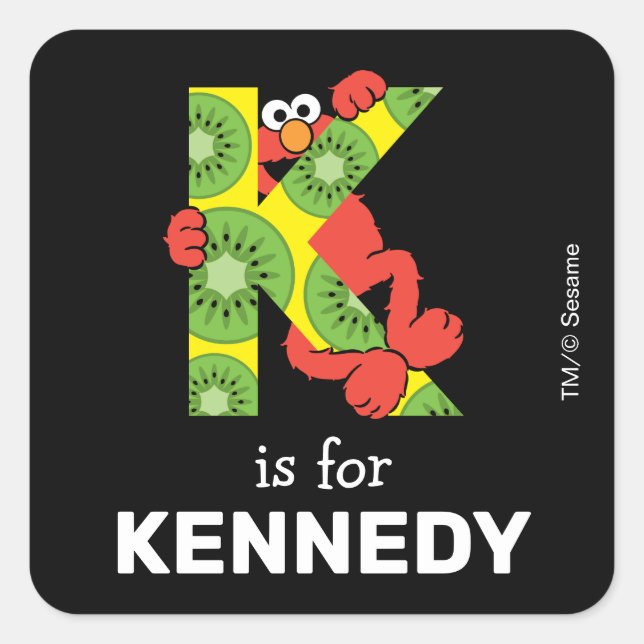 Sticker Carré Elmo Alphabet | K Kiwi (Devant)