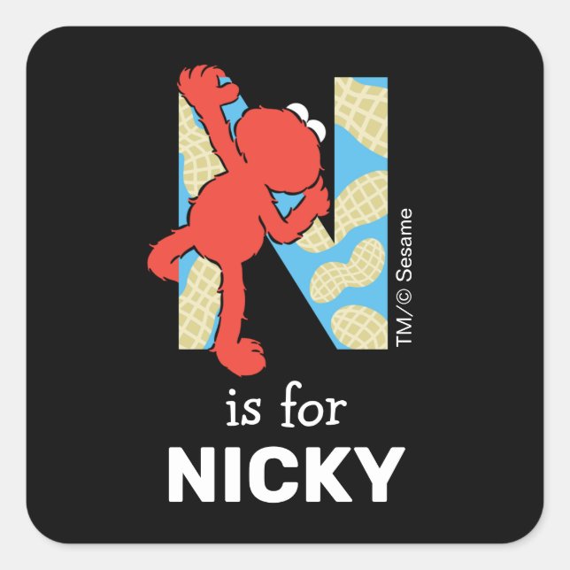 Sticker Carré Elmo Alphabet | N N noix (Devant)