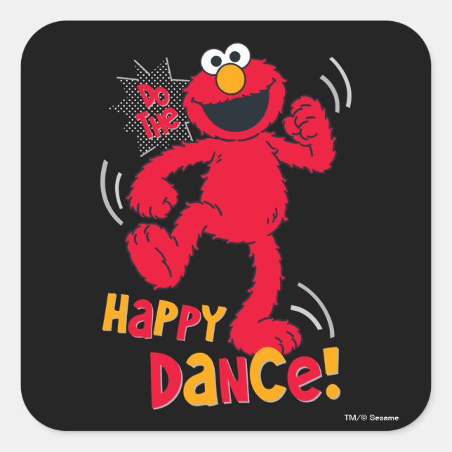 Sticker Carré Elmo | Faites la danse du bonheur (Devant)