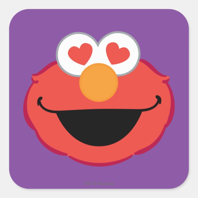 Sticker Carré Elmo Visage Souriant avec des yeux en forme de cœu (Devant)