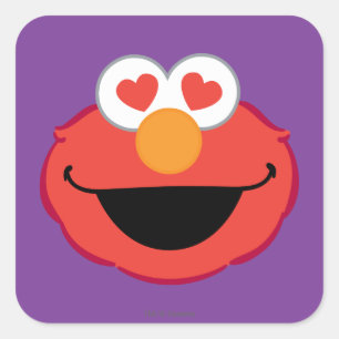 Sticker Carré Elmo Visage Souriant avec des Yeux en Forme de Cœu